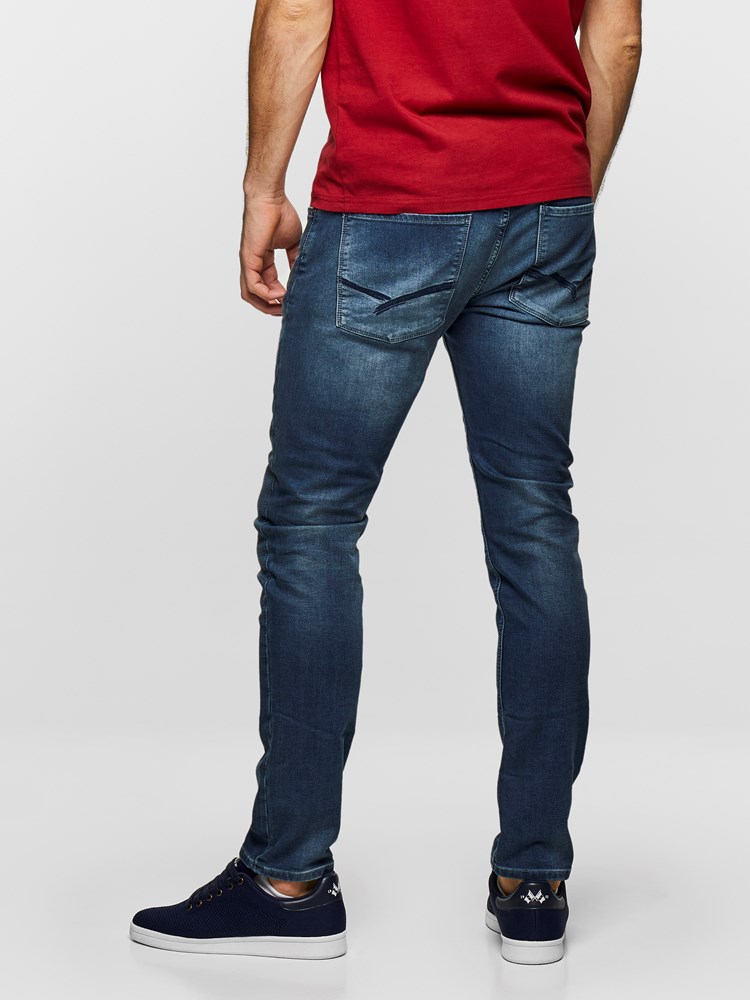 SLIM WILL MID BLUE KNIT STRETCH 7232830_D04_Henrychoice_S19-modell-back_SLIM WILL MID BLUE KNIT STRETCH D04.jpg_Back||Back