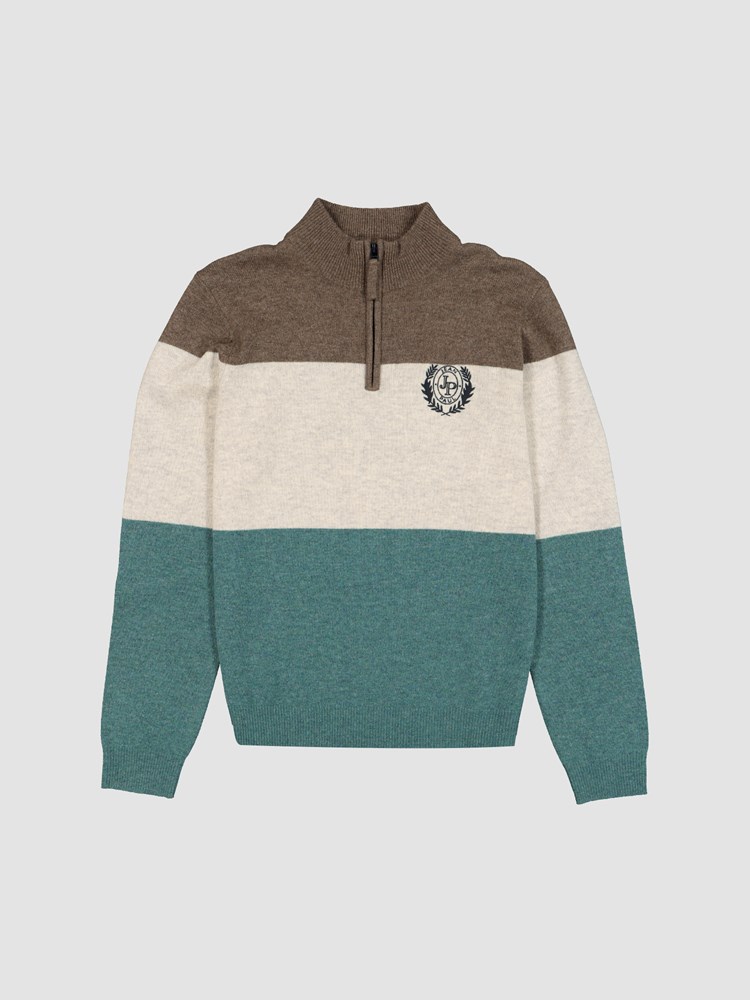Lucien blokkstripet genser 7500314_EFL-JEANPAUL-W22-Front_6734_Lucien blokkstripet genser EFL_Lucien blockstripe zip-neck.jpg_Front||Front