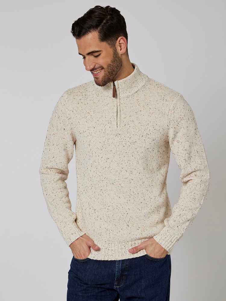 Tweed zip strikkegenser 7500316_O63-HENRYCHOICE-W22-Modell-Front_chn=boys_6188_Tweed zip strikkegenser O63.jpg_Front||Front