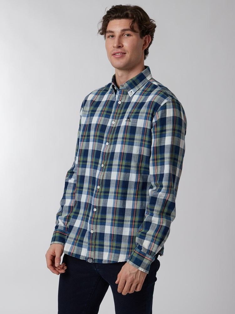 Indigo rutet skjorte - regular fit 7500940_EGU-JEANPAUL-A22-Modell-Front_6924_Indigo rutet skjorte - regular fit EGU.jpg_Front||Front
