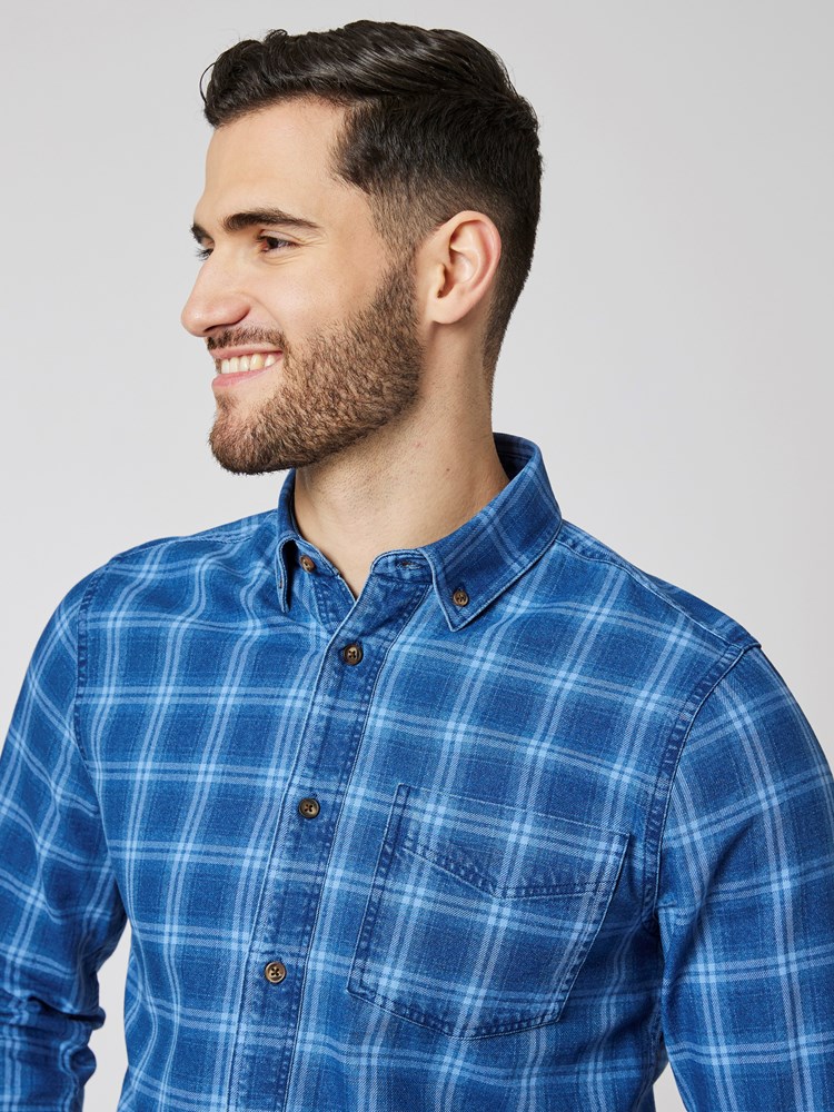 Indigo Check Shirt 7502338_ENC-HENRYCHOICE-S23-Modell-Front_chn=boys_403_Indigo Check Shirt ENC.jpg_Front||Front