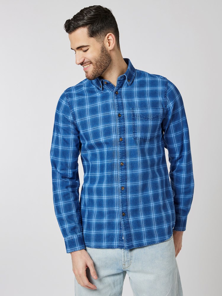 Indigo Check Shirt 7502338_ENC-HENRYCHOICE-S23-Modell-Front_chn=boys_5105_Indigo Check Shirt ENC.jpg_Front||Front