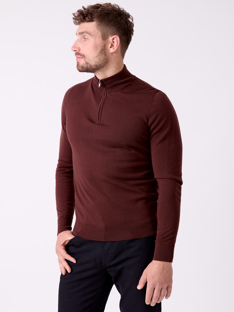 Merino zip neck strikkegenser 7516049_AJW-MRCAPUCHIN-A26-Front_8333_Merino zip neck strikkegenser AJW.jpg_Front||Front