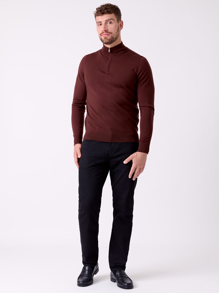 Merino zip neck strikkegenser 7516049_AJW-MRCAPUCHIN-A26-Front_9398_Merino zip neck strikkegenser AJW.jpg_Front||Front