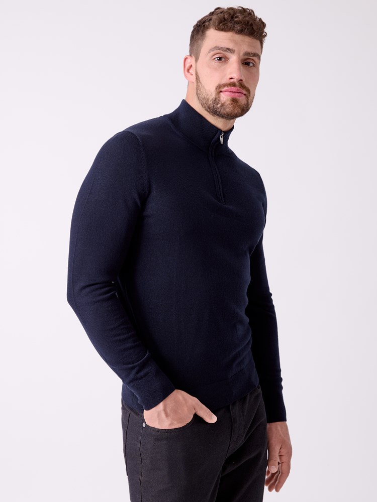 Merino zip neck strikkegenser 7516049_C27-MRCAPUCHIN-A26-Front_6956_Merino zip neck strikkegenser C27.jpg_Front||Front