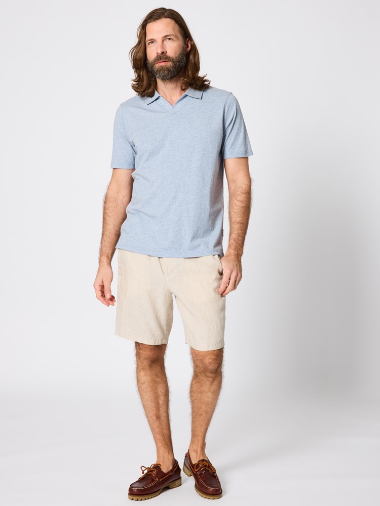 Alfredo melert polo t-skjorte Alfredo polo t-skjorte blå melert 3_S64_Alfredo melert polo t-skjorte S64.jpg_Front||Front