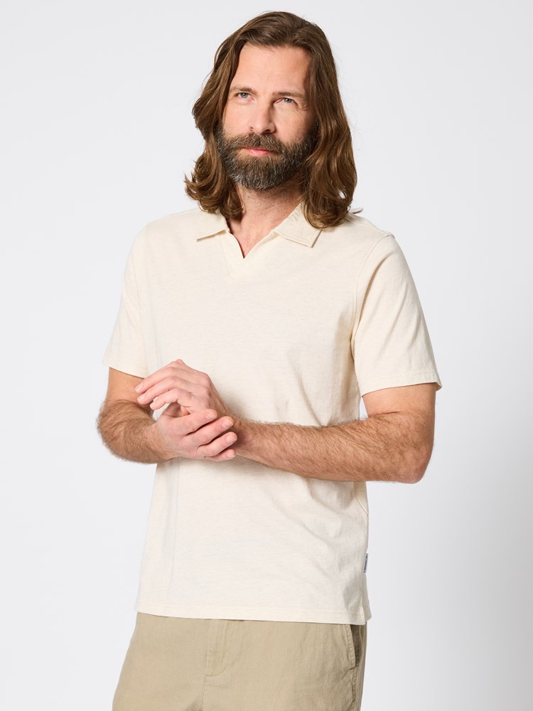 Alfredo melert polo t-skjorte Alfredo polo t-skjorte white 18_S61_Alfredo melert polo t-skjorte S61.jpg_Front||Front