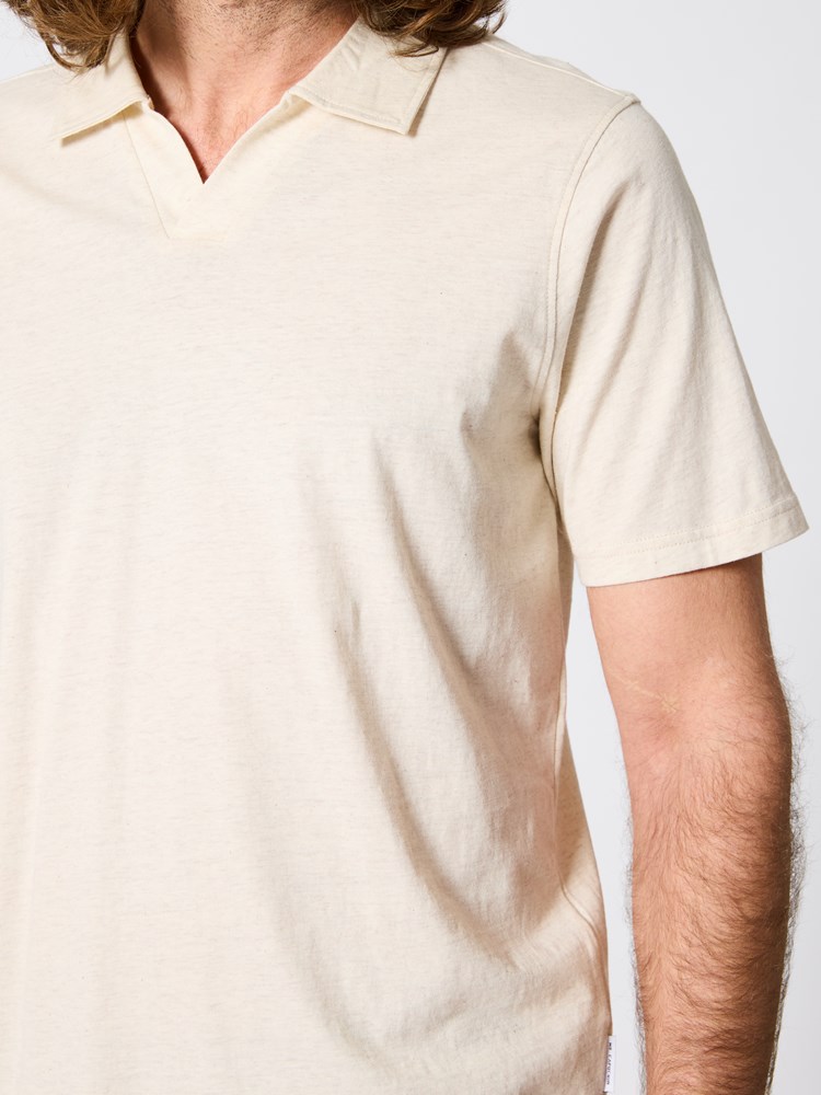 Alfredo melert polo t-skjorte Alfredo polo t-skjorte white 24_S61_Alfredo melert polo t-skjorte S61.jpg_Front||Front