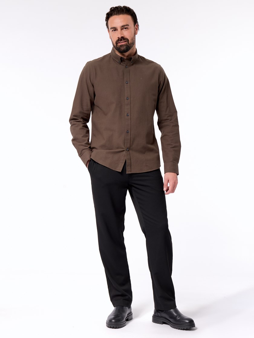 7512339 I7T Bruched oxford skjorte I7T Black olive 16_Brushed oxford skjorte I7T.jpg_