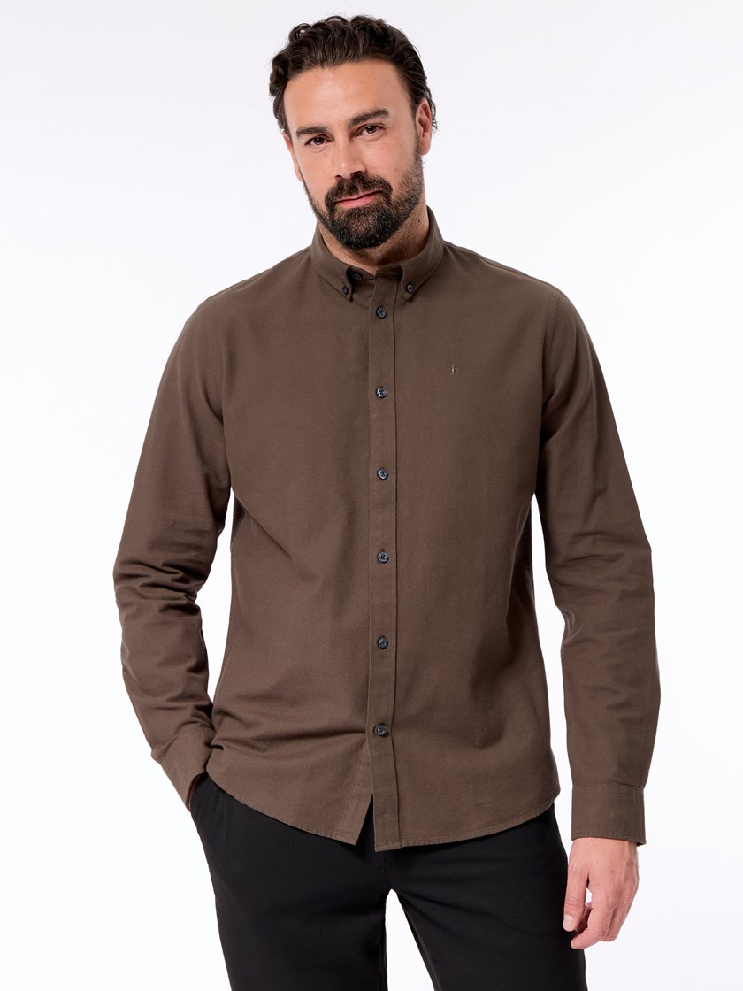 7512339 I7T Bruched oxford skjorte I7T Black olive 20_Brushed oxford skjorte I7T.jpg_