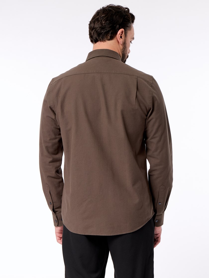 7512339 I7T Bruched oxford skjorte I7T Black olive 23_Brushed oxford skjorte I7T.jpg_Back||Back