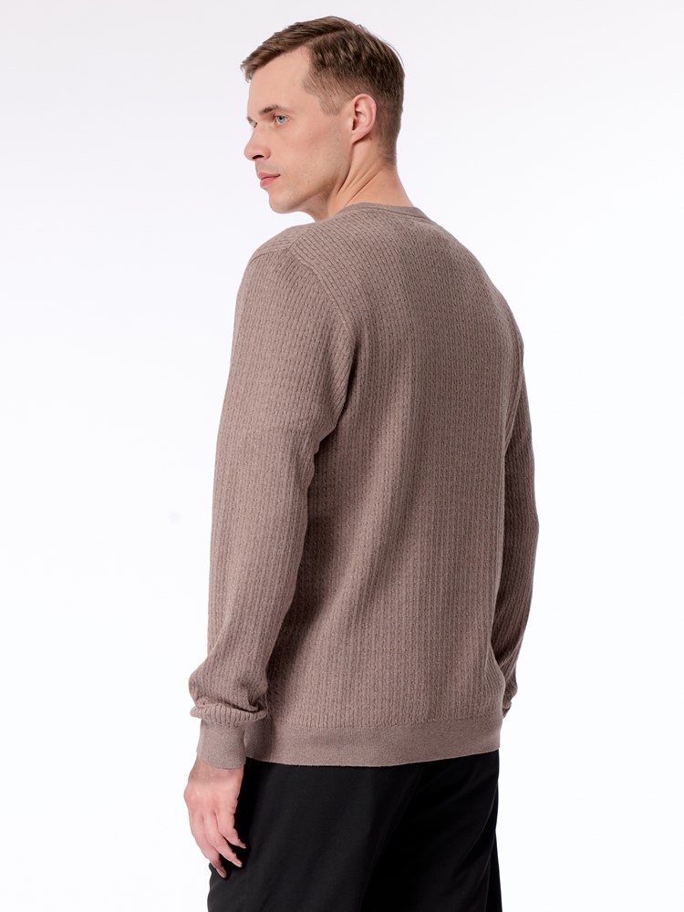 Cable strikkegenser Cable strikkegenser S16 taupe gray 12.jpg_Back||Back
