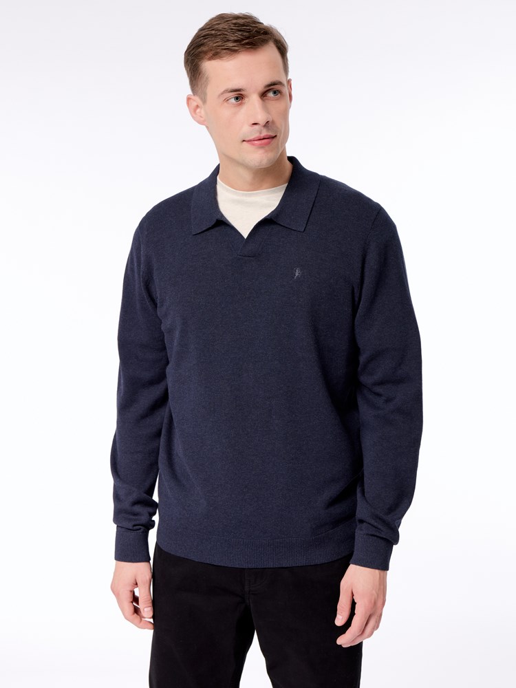 Dammers polo strikkegenser Dammers Polo strikkegenser R15 dark navy 6_Dammers polo strikkegenser R15.jpg_