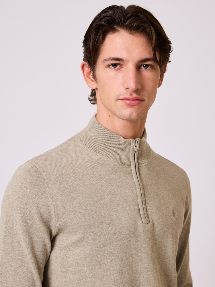 Dammers zip neck genser Dammers zip neck Laurel oak melange 16_Dammers zip neck genser S67.jpg_