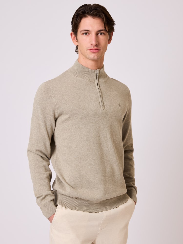 Dammers zip neck genser Dammers zip neck Laurel oak melange 9_Dammers zip neck genser S67.jpg_