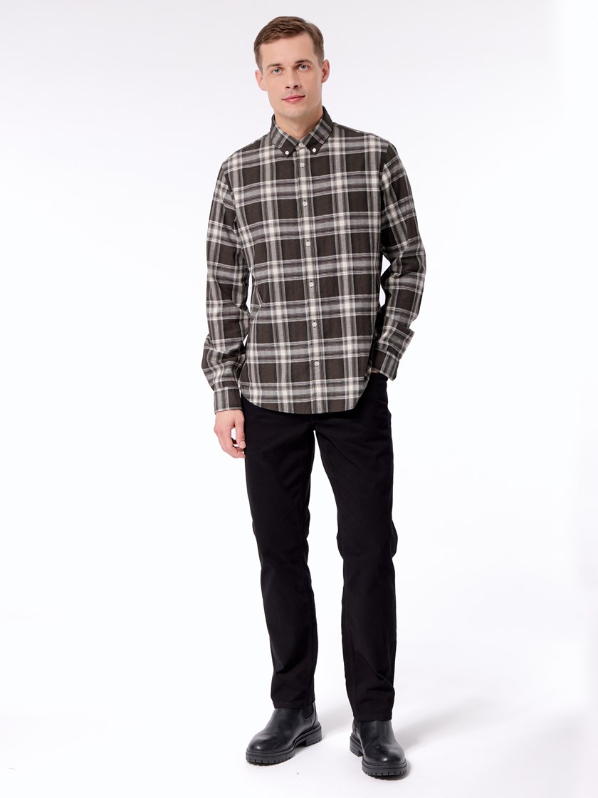 7512338 T10 Johan rutete skjorte T10 Black Olive 3.jpg_