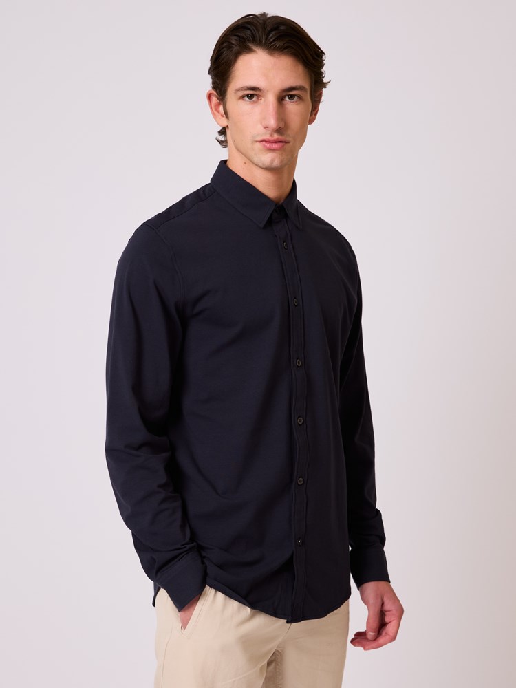 Leo jerseyskjorte Leo jersyskjorte dark navy 9_Leo jerseyskjorte C27.jpg_