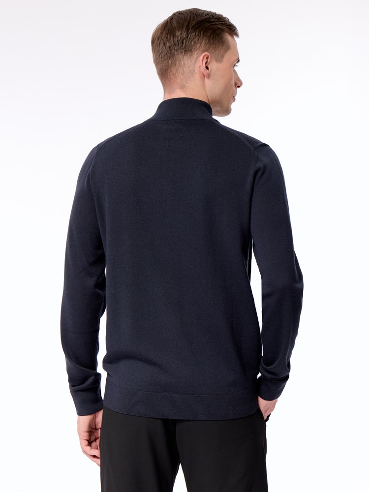 Merino zip neck strikkegenser Merino zip neck strikkegenser C27 Dark navy 22.jpg_Back||Back