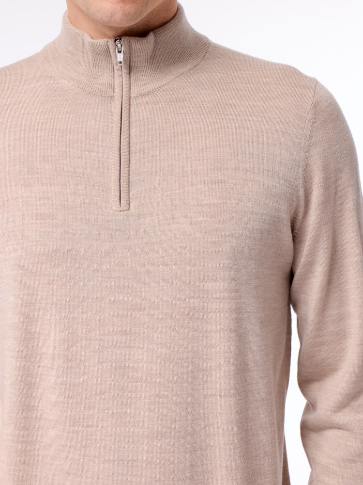 Merino zip neck strikkegenser Merino zip neck strikkegenser S88 Simply Taupe 16.jpg_