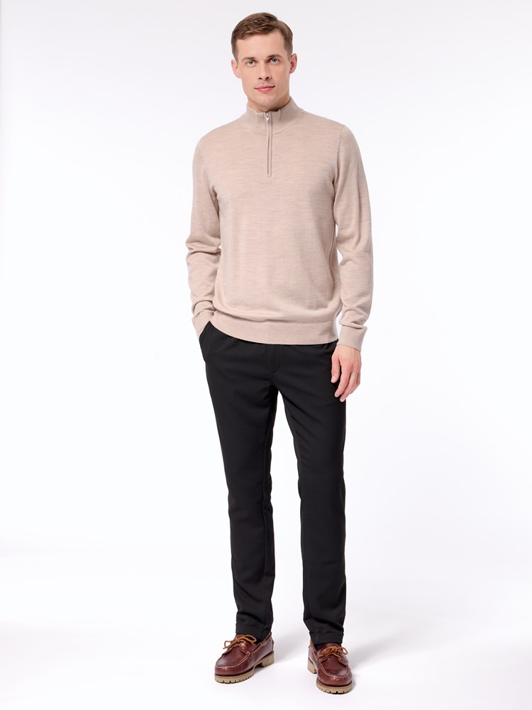 Merino zip neck strikkegenser Merino zip neck strikkegenser S88 Simply Taupe 2.jpg_