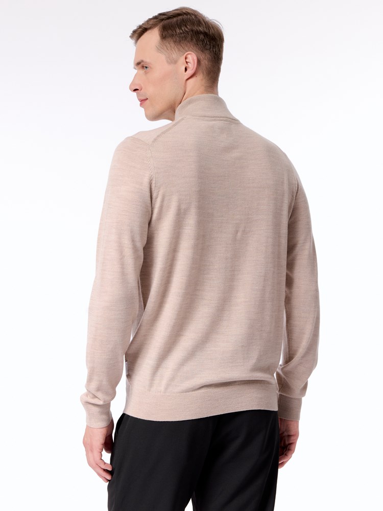 Merino zip neck strikkegenser Merino zip neck strikkegenser S88 Simply Taupe 9.jpg_Back||Back