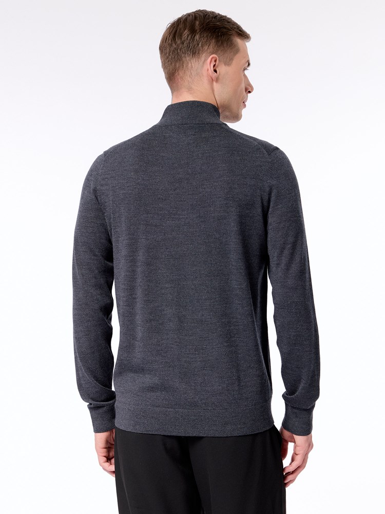 Merino zip neck strikkegenser Merinos zip neck strikkegenser S06 Black Oyste 19.jpg_Back||Back