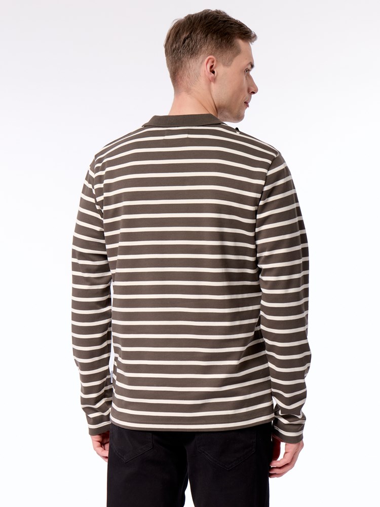 Tomas stripete LS polo Thomas stripete LS polo I7T Black Olive 15_Tomas stripete LS polo I7T.jpg_Back||Back