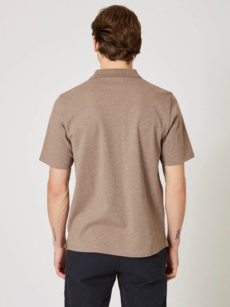 Tomas polo t-skjorte Tomas polo t-skjorte brun taupe melange1 5_Tomas polo t-skjorte S16.jpg_